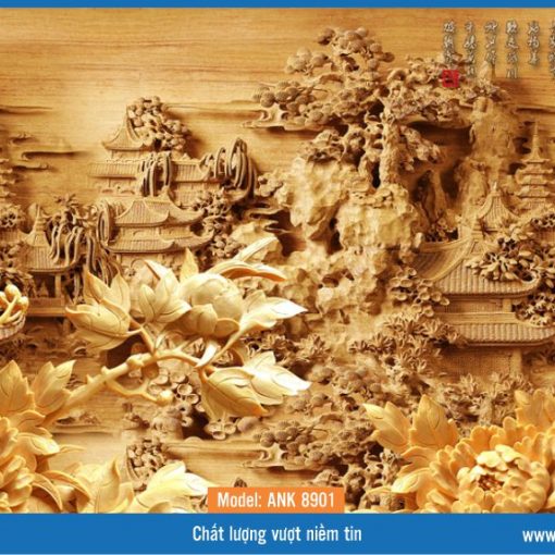 Tranh gạch kính 3D điều khắc ANK 8901 làm nổi bật lên không gian nội thất