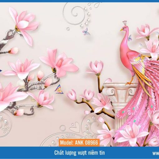 Tranh gạch kính 3D chim công ANK 08966 còn là biểu tượng của quyền lực, cuộc sống gia đình, hôn nhân, giàu có, sung túc.