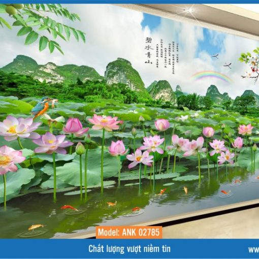 Tranh gạch kính 3D hoa sen ANK 02785 là biểu tượng của sự thuần khiết và sinh hóa hồn nhiên