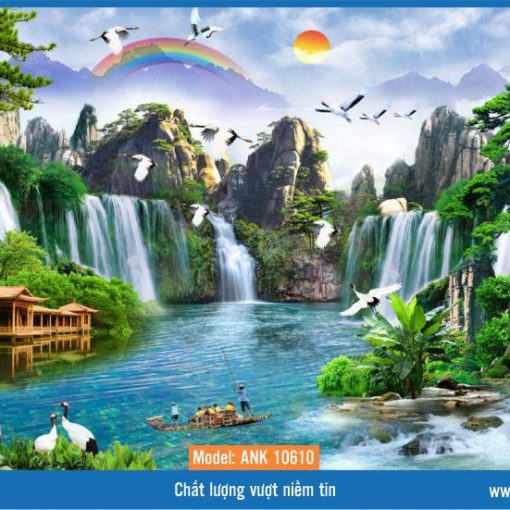 Tranh gạch kính 3D phong cảnh ANK 10610 đơn thuần là dòng nước đổ từ trên cao xuống, hoặc kiểu thác nước bậc thang. Lúc này, ý nghĩa phong thủy của tranh thác nước tượng trưng cho dòng chảy tiền tài, liên tục. Tranh kích hoạt vận tài hanh thông trong công việc, trong cuộc sống.