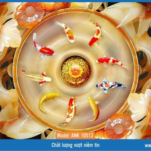 Tranh gạch kính 3D giả ngọc ANK 10513 biểu tượng cá chép hóa rồng mang đến may mắn cho gia chủ