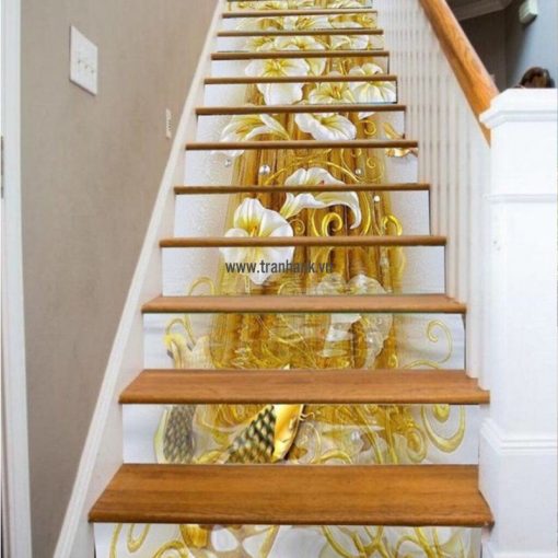 Tranh kính 3D ốp cầu thang ANK 805 với kiểu tranh giả ngọc đầy ấn tượng