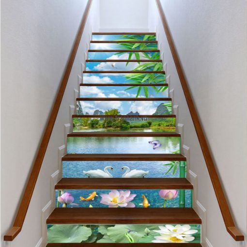 Tranh kính 3D ốp cầu thang ANK 807 mang không gian thiên nhiên vào với gia chủ vừa làm đẹp vừa làm nội thất trở nên thật ấn tượng