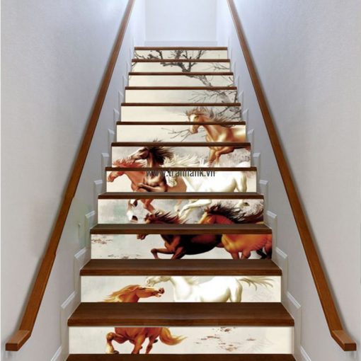 Tranh kính 3D ốp cầu thang ANK 816 bát mã