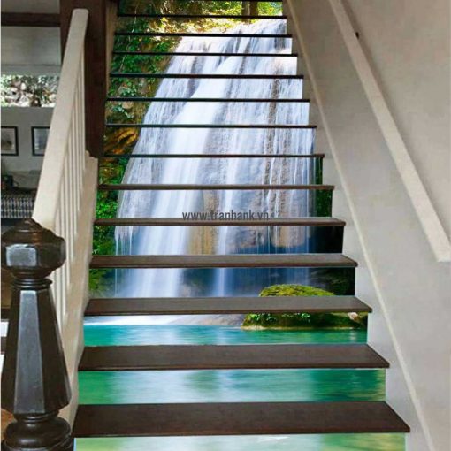 Tranh kính 3D ốp cầu thang ANK 817 hình thác nước mang đến vẻ đẹp đẳng cấp vượt trội